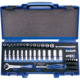 Dugókulcs készlet + bitek 1/4" ( fém kazetta ) 4-14 mm, PH, SW3-10, 48 részes termék fő termékképe