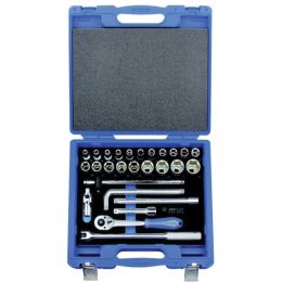 Szerszámkocsi tálca dugókulcsokkal 1/2" 6 szög 8-32 mm L= 38 mm 27 részes termék fő termékképe