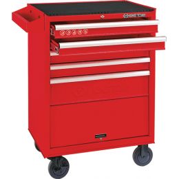 Szervízkocsi üres, piros 670x400x960mm,  5 fiókkal és ajtós rakodó térrel termék fő termékképe