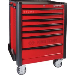 Szervízkocsi üres, sarokvédokkel, piros, "BUMPER" 735x485x1035mm, 7 fiókkal, erosített termék fő termékképe