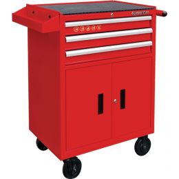 Szervízkocsi üres, piros 670x460x812(+148)mm,  3 fiók  + 2 ajtos szekrény termék fő termékképe