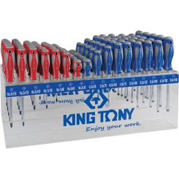 Csavarhúzó készlet, lapos + PH, kétkomponensu nyél FL3-FL8 mm, PH0-PH3, 96 részes, állványon termék fő termékképe