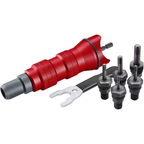 adapter  klt. fúrógéphez, POP-NUT szegecsanyákhoz, 6 db, M3-M4-M5-M6-M8; 1/4" hatszög befogás,  FORTUM termék fő termékképe