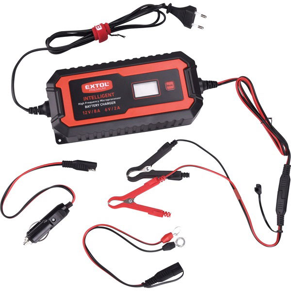 akkutöltő, autós, mikroprocesszoros, intelligens, 8 Amp, 4-160Ah, DC 12V/6V termék fő termékképe