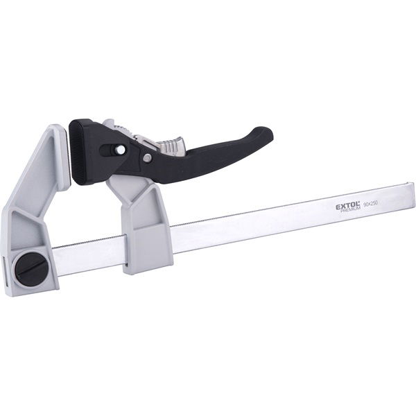 asztalos szorító, racsnis, ALU+acél+műanyag, 250×90 mm termék fő termékképe