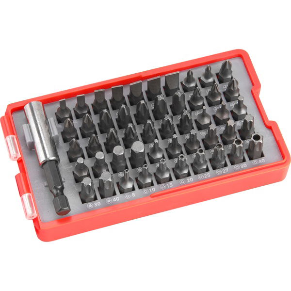 behajtó klt. 51 db Cr.V., lapos:3-7mm, PH0-3, PZ0-3, HEX 1,5-6mm, T és TTa 8-40,  övre akasztható műanyag tartóban termék fő termékképe