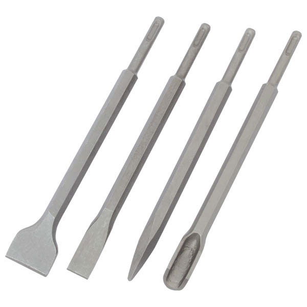 betonvéső klt. 4db, SDS PLUS; 250mm hosszú, hegyes, lapos 25mm, lapos 45mm, horony termék fő termékképe