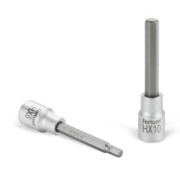 bitdugófej, imbusz,  1/2", hosszú,  61CrV5/S2, mattkróm; 8mm (HX8), 100mm FORTUM termék fő termékképe