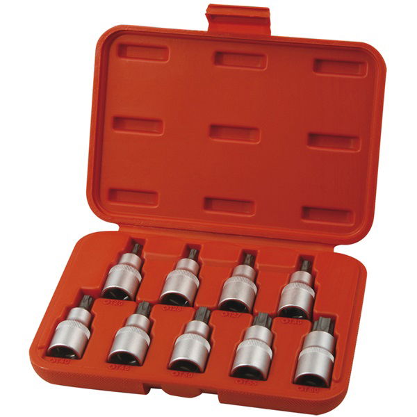 bitdugófej klt., 9db, TORX,  1/2"×55mm (T20-25-27-30-40-45-50-55-60), CrV/S2 termék fő termékképe