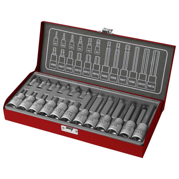 bitdugófej klt. imbusz, 1/2", 1/4", 18db, 61CrV5; FORTUM termék fő termékképe