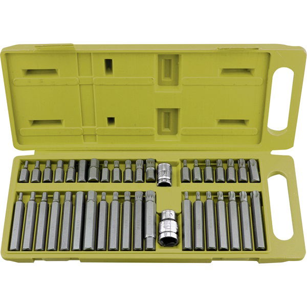 BIT klt. 40 db HEX-TORX-XZN, 10mm, adapter 3/8" és 1/2", CrV, műanyag dobozban termék fő termékképe