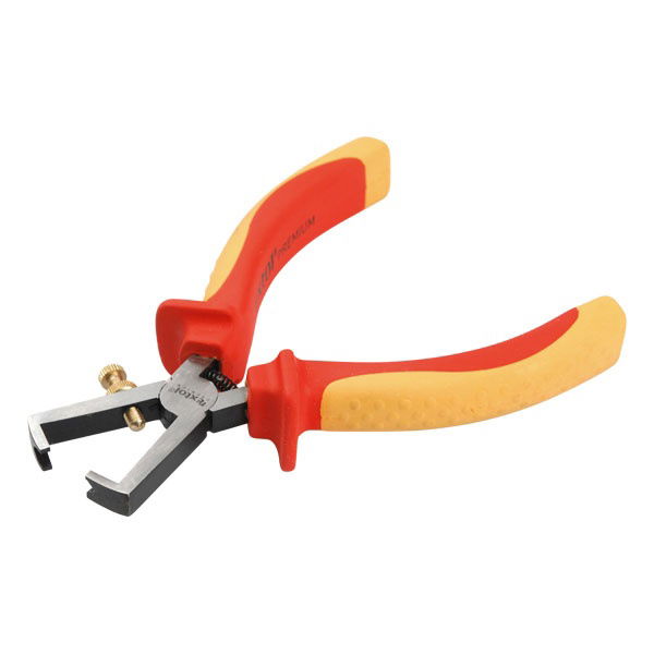 blankoló fogó; 160mm, szigetelt, 1000V VDE, DIN ISO 5745, CV, duál piros/sárga nyél, akasztós szerszámtartó termék fő termékképe