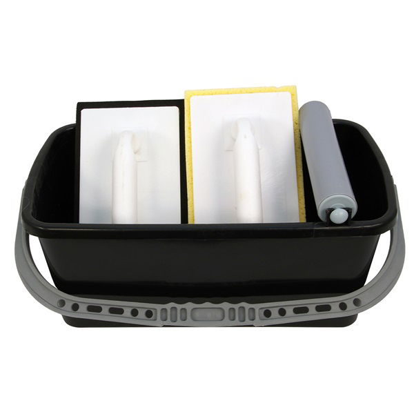 burkoló vödör, 10 literes, műanyag, szögletes (44×24×17cm), 1 görgös, fugázó simító, szivacsos simító termék fő termékképe