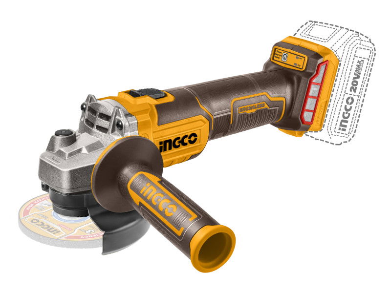 INGCO Akkus sarokcsiszoló 115 mm szénkefe nélküli 20 V (akku és töltő nélkül) termék fő termékképe