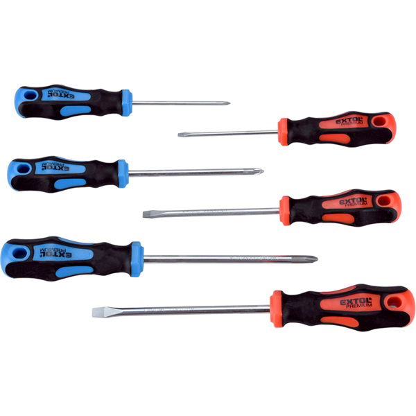 csavarhúzó klt., 6db; lapos:3×75, 5,5×100 és 6,5×125mm, PH0×60, PH1×100 és PH2×125, CV., mágneses, papír tartóban termék fő termékképe