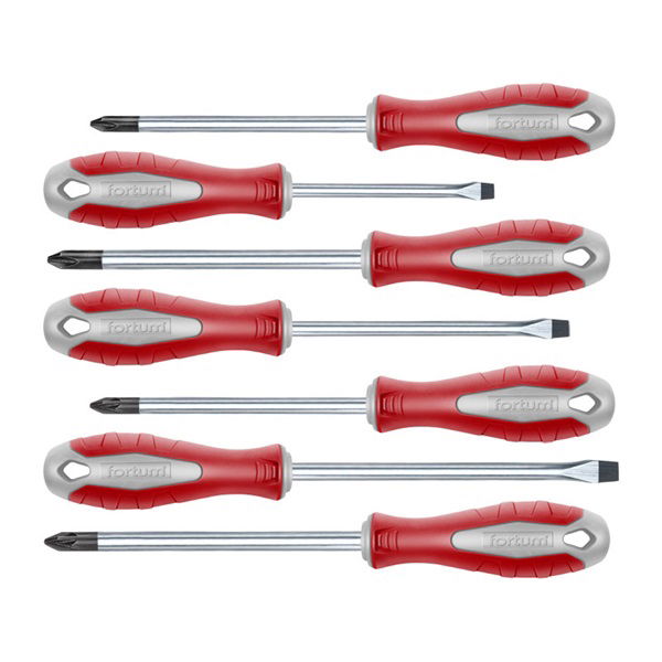 csavarhúzó klt., 7db; lapos: 3×75, 5×100, 6×125mm, PH1×100, PH2×125, PZ1×100, PZ2×125, CV. mágneses, papír doboz termék fő termékképe