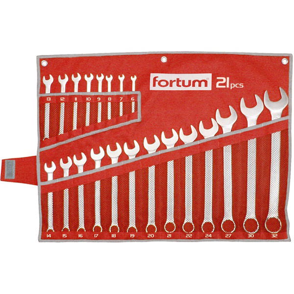 csillag-villás kulcs klt. 21db, 6-32mm 61CrV5, mattkróm, vászon tok termék fő termékképe