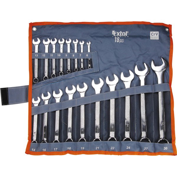 csillag-villás kulcs klt., CrV., elliptikus, vászon tartóban ; 18db, 6-30mm termék fő termékképe