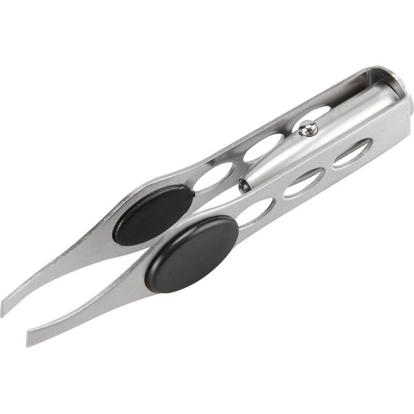 csipesz LED fénnyel, rozsdamentes acél, hossz: 95mm, pofák szélessége: 4mm, 3×1,5V elemmel (LR71) termék fő termékképe