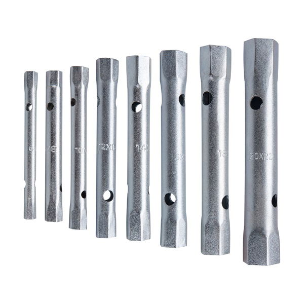 csőkulcs klt., 10db (8 csőkulcs+2 hajtóvas), CrV., 6-22mm (6×7;8×9;10×11;12×13;14×15; 16×17;18×19;20×22) termék fő termékképe