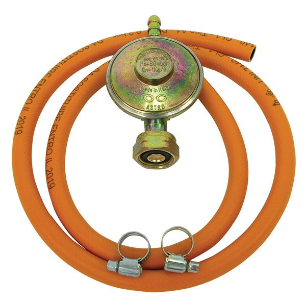 LPG alap készlet, 1 db PB reduktor (30mBar, 1.kg/h ) 1 m tömlő, 2 db csőbilics, PB gázpalackhoz (olasz) termék fő termékképe