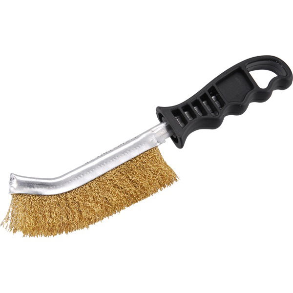 drótkefe hajlított, műanyag nyél; réz, 24cm, 30mm szálhossz termék fő termékképe