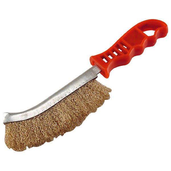 drótkefe hajlított, műanyag nyél; rezezett, 24cm, 30mm szálhossz termék fő termékképe