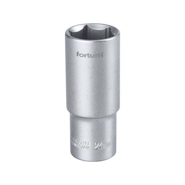 dugófej, hosszított, 1/2", 24mm, 61CrV5, mattkróm, 77mm hosszú FORTUM termék fő termékképe