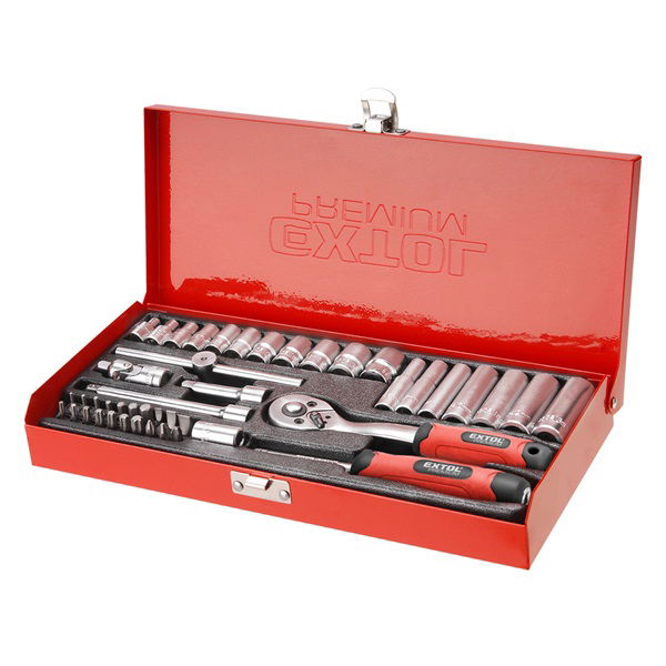 dugókulcs klt., CV., racsnis 45fog ; 1/4", 45db, 4-14mm, fém doboz termék fő termékképe