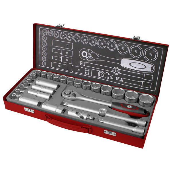 dugókulcs klt. 1/2", 29db, 61CrV5; mattkróm FORTUM termék fő termékképe