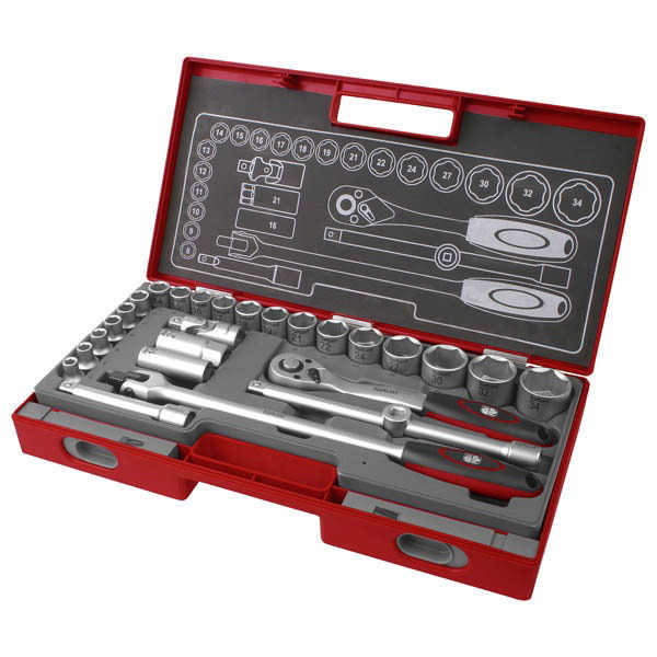 dugókulcs klt. 1/2", 27db, 61CrV5 mattkróm; FORTUM termék fő termékképe