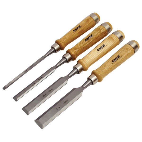 favéső készlet, CV. ; 4db, 6-12-20-25mm HRC56-62, kőrisfa nyél termék fő termékképe