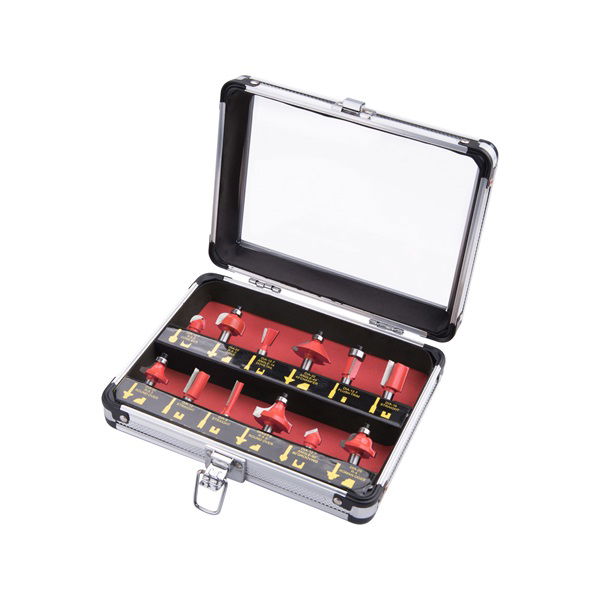 felsőmaró klt.  12db, kissebb szett (alu kofferben) ; 8mm-es befogással, keményfém lapkás termék fő termékképe