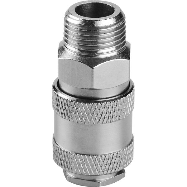 gyorscsatlakozó-hüvely, külső menettel, 1/2", nikkelezett réz, bliszteren termék fő termékképe