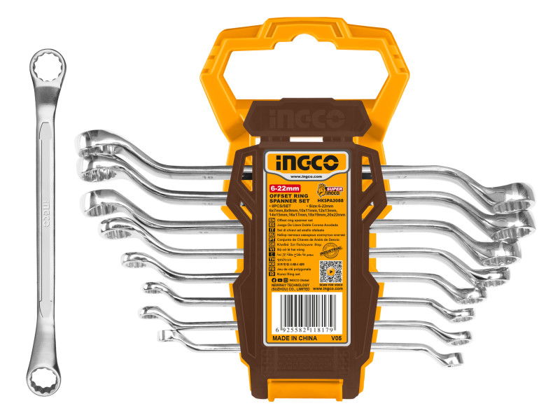 INGCO Csillagkulcs készlet 8 részes 6-22 mm CrV termék fő termékképe