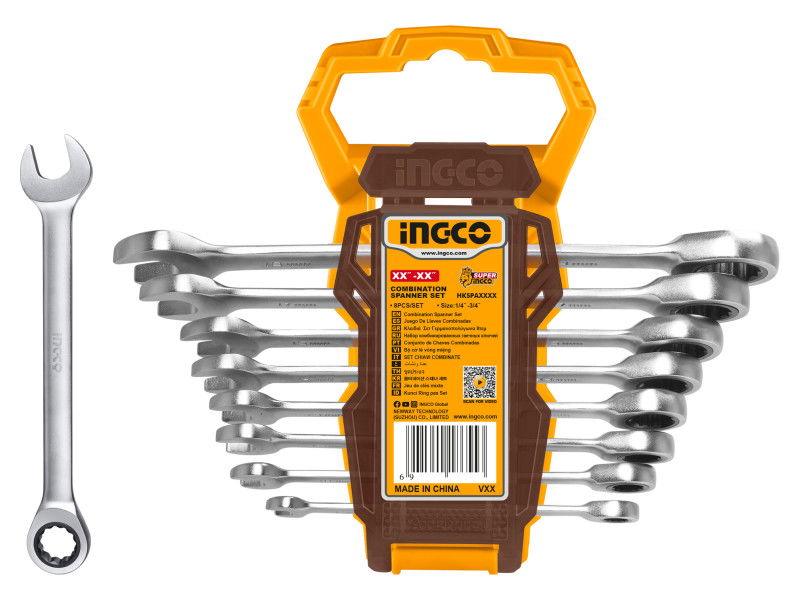 INGCO Racsnis csillag-villácskulcs készlet 8 részes 8-19 mm CrV termék fő termékképe