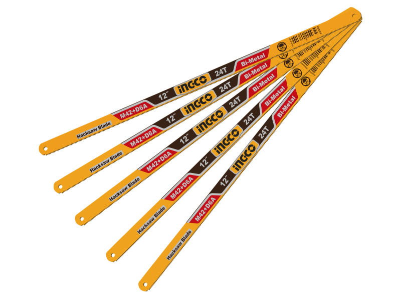 INGCO Fémfűrészlap kézi 300 / 12 mm 24 TPI bimetál (5 db) termék fő termékképe