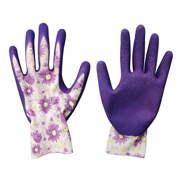 kerti kesztyű, virágmintás, poliészter, méret: 8` latexbe mártott teny. és ujjhegy., gumírozott mandzsetta, Extol Lady termék fő termékképe
