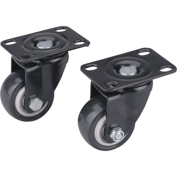 készülékgörgő 2 db, önbeálló, fekete PVC, golyóscsapággyal, 40mm, max. teherbírás: 30 kg/db termék fő termékképe