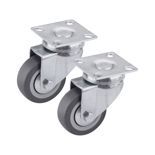 készülékgörgő 2 db, önbeálló, szürke gumi, 50mm, golyóscsapággyal, max. teherbírás: 27 kg/db termék fő termékképe