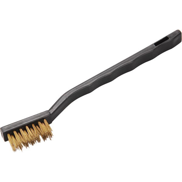 kis sárgaréz kefe, 3 soros, 175mm, sárgaréz hullámos huzal, PP fogantyú termék fő termékképe