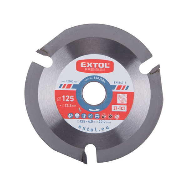 körfűrészlap, keményfémlapkás, 125×22,2mm(lyuk átm), T3; 4,0 mm lapkaszélesség, max. 12.000 ford/perc termék fő termékképe