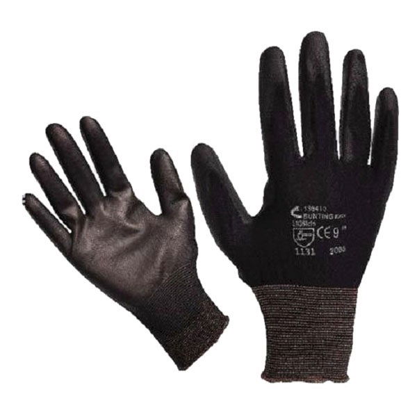 Kötött kesztyű fekete nylon, XL-es méret, 10` poliuretánba mártott teny. és ujjhegy., gumírozott mandzse termék fő termékképe