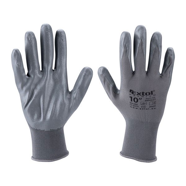 kötött kesztyű szürke nylon, méret: 10` nitrilbe mártott teny. és ujjhegy., gumírozott mandzsetta termék fő termékképe