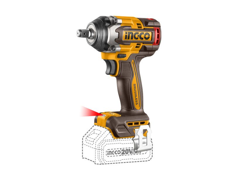 INGCO Akkus ütvecsavarozó 1/2" 500 Nm szénkefe nélküli 20 V (akku és töltő nélkül) termék fő termékképe