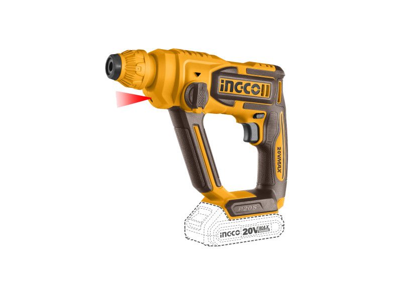 INGCO Akkus ütvefúró 1,5 J SDS-Plus szénkefe nélküli 20 V (1 x 2,0 Ah akku + töltő) termék fő termékképe