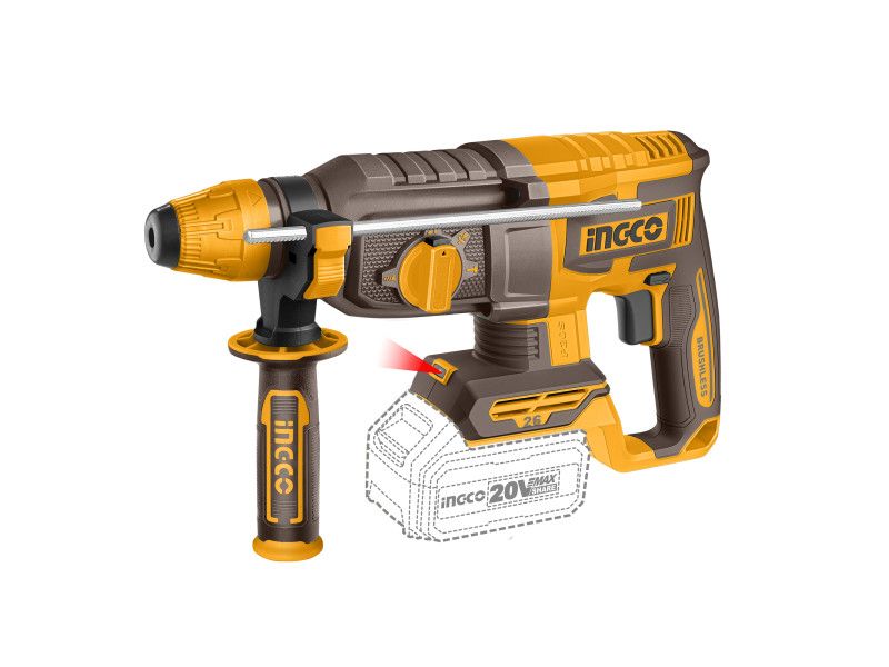 INGCO Akkus kombikalapács 2,5 J SDS-Plus szénkefe nélküli 20 V (2 x 4,0 Ah akku + töltő) termék fő termékképe