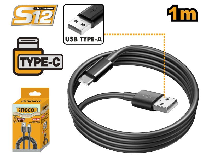 INGCO Töltőkábel 1 m 3A (USB-A to USB-C) termék fő termékképe