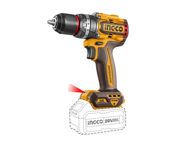 INGCO Akkus ütvefúró-csavarozó 96 Nm szénkefe nélküli 20 V (2 x 4,0 Ah akku + töltő) termék fő termékképe