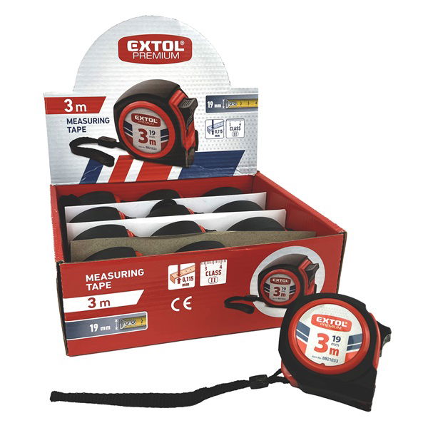 mérőszalag, gumírozott, 1 stoppos, 3m×19mm termék fő termékképe